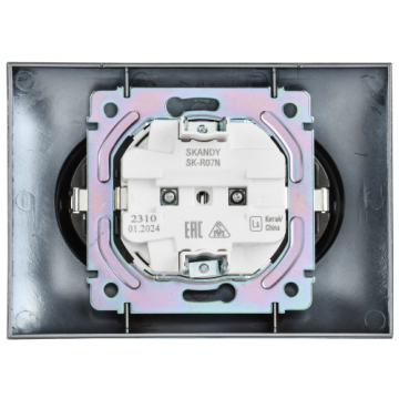 Розетка 2-ая с/з со шторками IEK SKANDY 16А в сборе SK-R07N (никель) SK-R24-16-K50-F