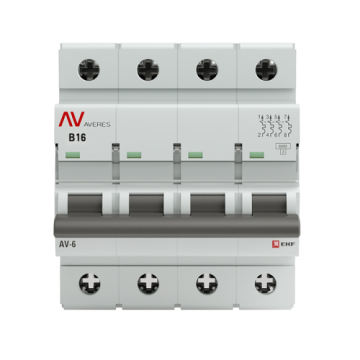 Автоматический выключатель EKF Averes AV-6 4P 16А 6kA (х-ка B) mcb6-4-16B-av