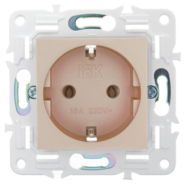 Розетка IEK SKANDY с заземлением без шторок 16А SK-R05Sa (песочный) SK-R11-16-K98