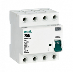 ВДТ DEKraft серии УЗО-03 4P 25A 100mA тип A 6kA 14296DEK