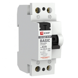 УЗО EKF Basic ВДT-40 2P 63А 100мА тип AC электронное elcb-2-63-100e-sim