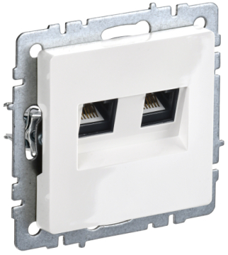 Розетка компьютерная двойная BRITE RJ45 5E белый РК10-2-БрБ BR-K20-1-K01