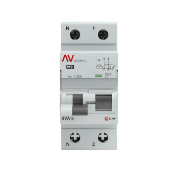 Дифференциальный автомат EKF Averes DVA-6 1P+N 20А 30мА (хар. C, тип AC) 6кА rcbo6-1pn-20C-30-ac-av