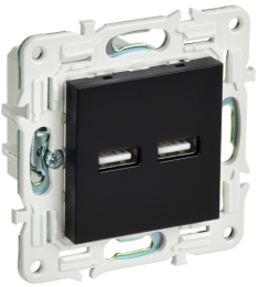 Розетка USB A+A 3,1А IEK SKANDY SK-R15Bl (черный) SK-U21-D31-K02