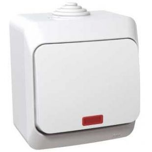 Выключатель с подсветкой Этюд О/У 1-клавишный Systeme Electric IP44 (белый) BA10-045B