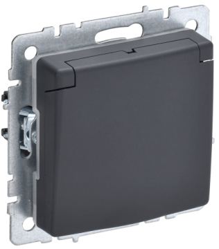 Розетка с крышкой BRITE IP 20 графит (РСбш10-3-БрГ) BR-R16-16-K53