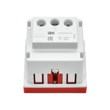 Розетка IEK PRIMER 2P+E со шторками 2 модуля РКС-20-32-П-К (красный) PR-KK40D-RSZH-2-2-K04