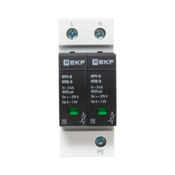 Ограничитель импульсных напряжений EKF PROxima ОПВ-D/2P In 5кА 230В с сигн.. opv-d2