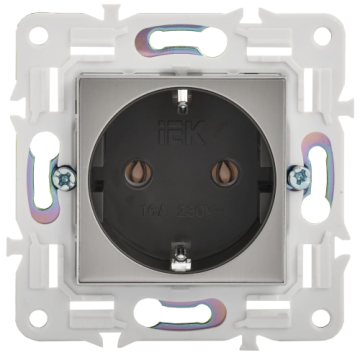 Розетка IEK SKANDY с заземлением без шторок 16А SK-R05N (никель) SK-R11-16-K50