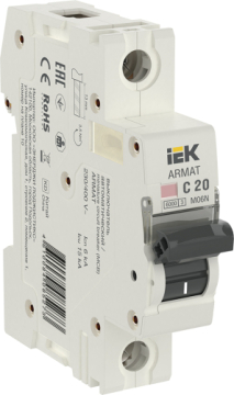 Автоматический выключатель IEK ARMAT M06N 1Р 20А 6кА (х-ка С) AR-M06N-1-C020