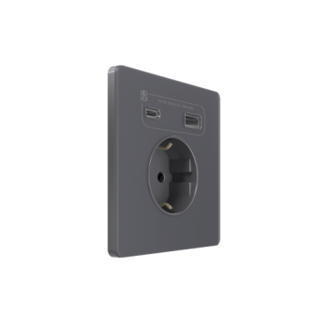Зарядка USB А+С 20Вт с розеткой SE Systeme Infinity (вулканический пепел) FSE000732