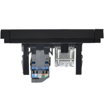 Розетка компьютерная двойная RJ45 FORTE&PIANO кат.6 FP134M (металл черный) FP-K20-2-M-K02