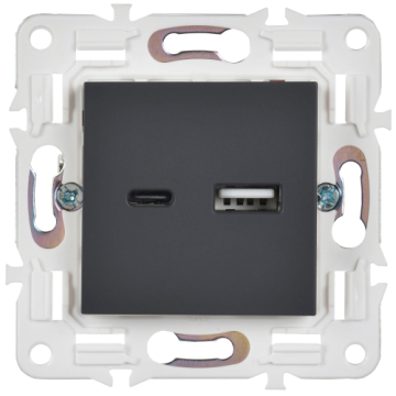 Розетка USB A+C 18Вт IEK SKANDY SK-R13T (титан) SK-U22-018-K48