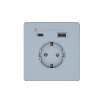 Зарядка USB А+С 20Вт с розеткой SE Systeme Infinity (стальное небо) FSE001132