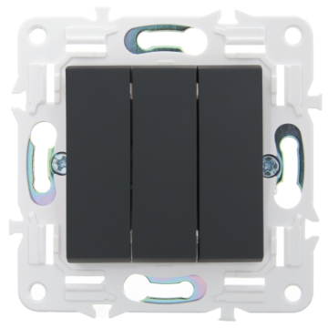 Выключатель 3-клавишный IEK SKANDY 10А SK-V11G (графит) SK-V30-0-10-K53