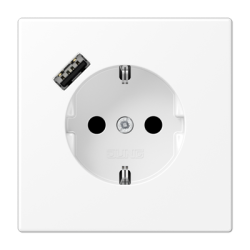 Розетка JUNG с USB-зарядным устройством тип A (белый матовый) LS1520-18AWWM
