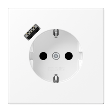 Розетка JUNG с USB-зарядным устройством тип A (белый матовый) LS1520-18AWWM