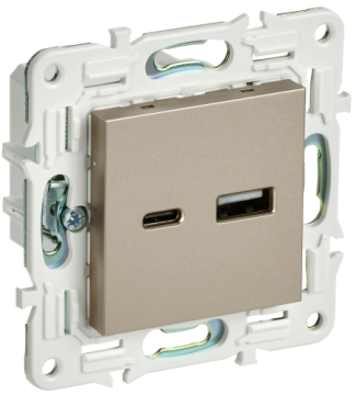 Розетка USB A+C 18Вт IEK SKANDY SK-R13Sh (шампань) SK-U22-018-K37