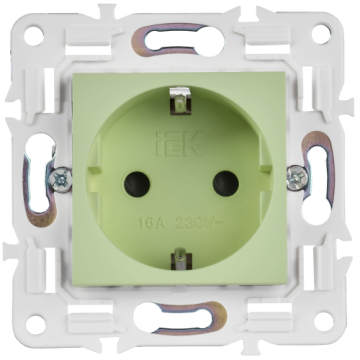 Розетка IEK SKANDY с заземлением со шторками 16А SK-R04G (мятный) SK-R14-16-K06