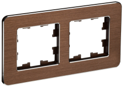 Рамка 2-м скругленная BRITE DECOR Коричневый металл РУ-2-1-Бр BR-M22-M-21-K30