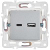 Розетка USB A+C 18Вт IEK SKANDY SK-R13S (серебряный) SK-U22-018-K23