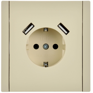 Зарядка USB (А+A) с розеткой FORTE&PIANO 3,1А FP445 (ваниль) FP-R14-16-U21-D31-K10