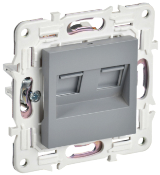 Розетка компьютерная двойная IEK SKANDY RJ45 кат.5E SK-K03Gr (серый) SK-K20-1-K03