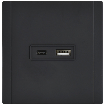 Розетка USB A+C FORTE&PIANO 3,1А  FP150M (металл черный) FP-U22-D31-M-K02