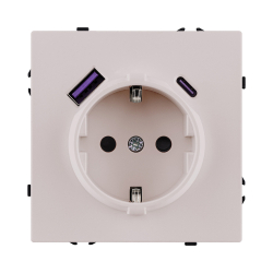 Розетка штепсельная SCHUKO 16A/250 В с USB A+C 20W, кашемир матовый Kollinger Eclipse EC-016CM EC-016CM