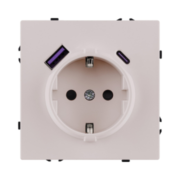 Розетка штепсельная SCHUKO 16A/250 В с USB A+C 20W, кашемир матовый Kollinger Eclipse EC-016CM EC-016CM