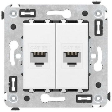 Компьютерная розетка Avanti RJ-45 без шторки в стену кат.5е двойная (Белое облако) 4400664