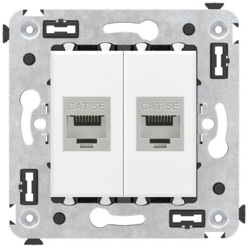 Компьютерная розетка Avanti RJ-45 без шторки в стену кат.5e двойная экранированная (Белое облако) 4400764
