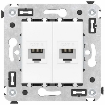 Компьютерная розетка Avanti RJ-45 без шторки в стену кат.6 двойная (Белое облако) 4400694