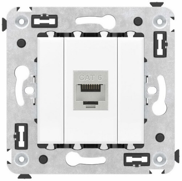 Компьютерная розетка Avanti RJ-45 без шторки в стену кат.6 одинарная экранированная (Белое облако) 4400793