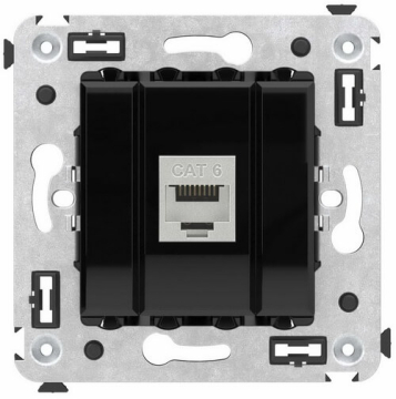 Компьютерная розетка Avanti RJ-45 без шторки в стену кат.6 одинарная экранированная (Черный квадрат) 4402793