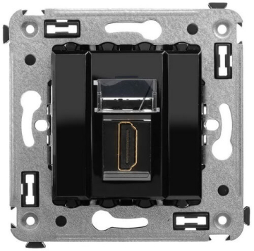 HDMI розетка DKC Avanti одинарная в стену тип А (Черный квадрат) 4402253