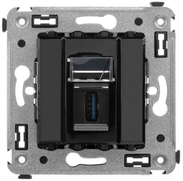 Розетка Avanti USB 3.0 одинарная в стену тип А (Черный квадрат) 4402303