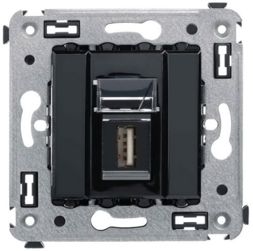 Розетка Avanti USB 2.0 одинарная в стену тип А (Черный квадрат) 4402403