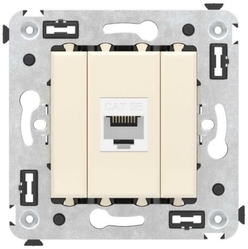 Компьютерная розетка Avanti RJ-45 без шторки в стену кат.5е одинарная (Ванильная дымка) 4405663