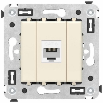 Компьютерная розетка Avanti RJ-45 без шторки в стену кат.6 одинарная (Ванильная дымка) 4405693