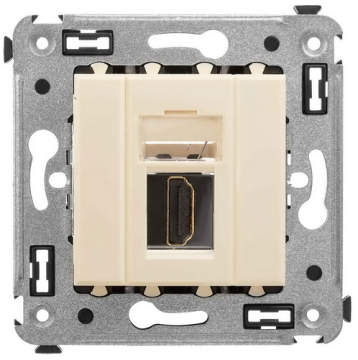 HDMI розетка DKC Avanti одинарная в стену тип А (Ванильная дымка) 4405253