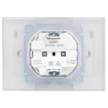 Розетка 2-ая с/з с крышкой 16А в сборе IP44 IEK SKANDY SK-R12Gr (серый) SK-R26-16-44-K03-F