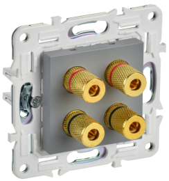 Аудиорозетка IEK SKANDY 4-ая SK-A01Gr (серый) SK-S40-K03