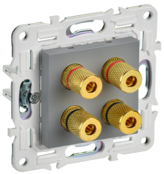 Аудиорозетка IEK SKANDY 4-ая SK-A01Gr (серый) SK-S40-K03