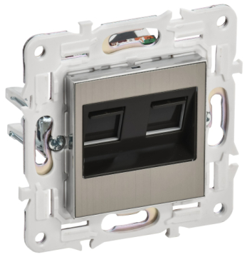 Розетка компьютерная двойная IEK SKANDY RJ45 кат.5E SK-K03N (никель) SK-K20-1-K50