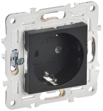 Розетка IEK SKANDY с заземлением без шторок 16А SK-R05Bl (черный) SK-R11-16-K02