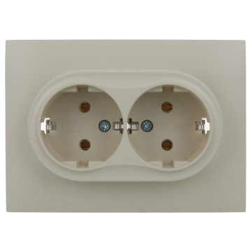 Розетка 2-ая с/з 16А в сборе IEK SKANDY SK-R08B (бежевый) SK-R21-16-K10-F
