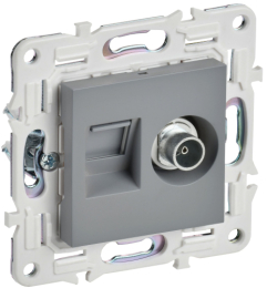Розетка TV+RJ45 кат.5E IEK SKANDY SK-A14Gr (серый) SK-AK20-1-K03