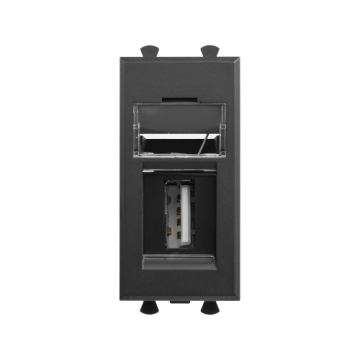 Розетка DKC Avanti USB 2.0 тип А-А 1 модуль (черный матовый) 4412401