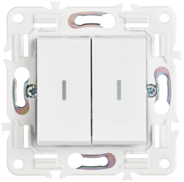Выключатель проходной 2-клавишный IEK SKANDY с индикацией 10А SK-V10W (арктический белый) SK-V22-1-10-K01